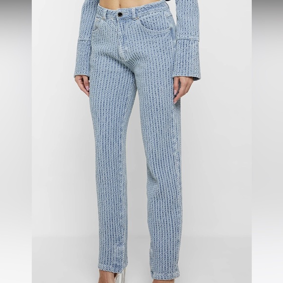 Maniere de Voir Textured Denim Mom Jeans with Matching Jacket - Size UK 8 US 4 - Picture 2 of 13